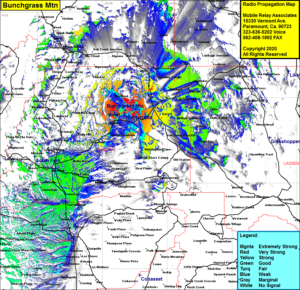 heat map radio coverage Bunchgrass Mtn